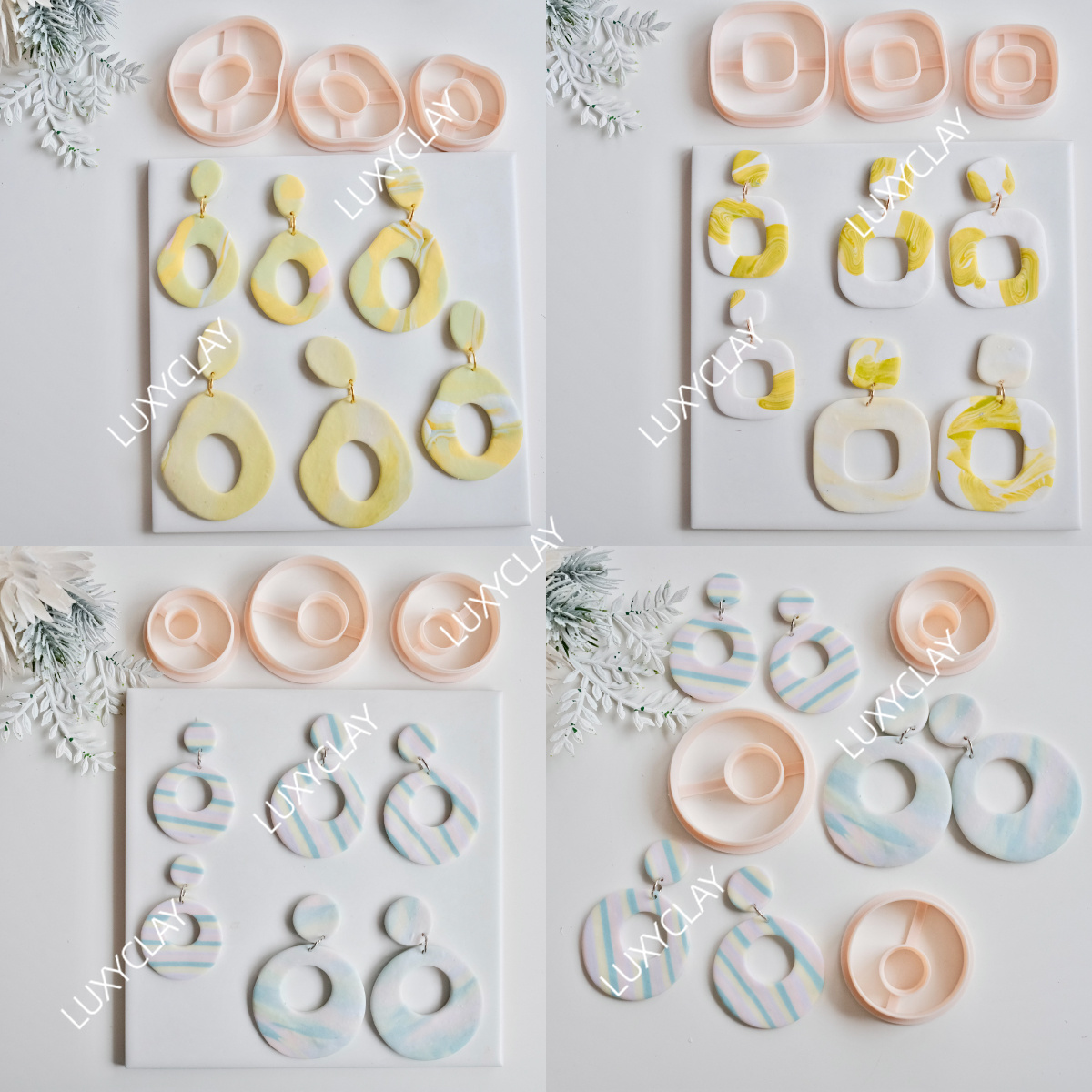 Tassel Earrings Boho - 3pcs Hollow Circle Square Donut Shape