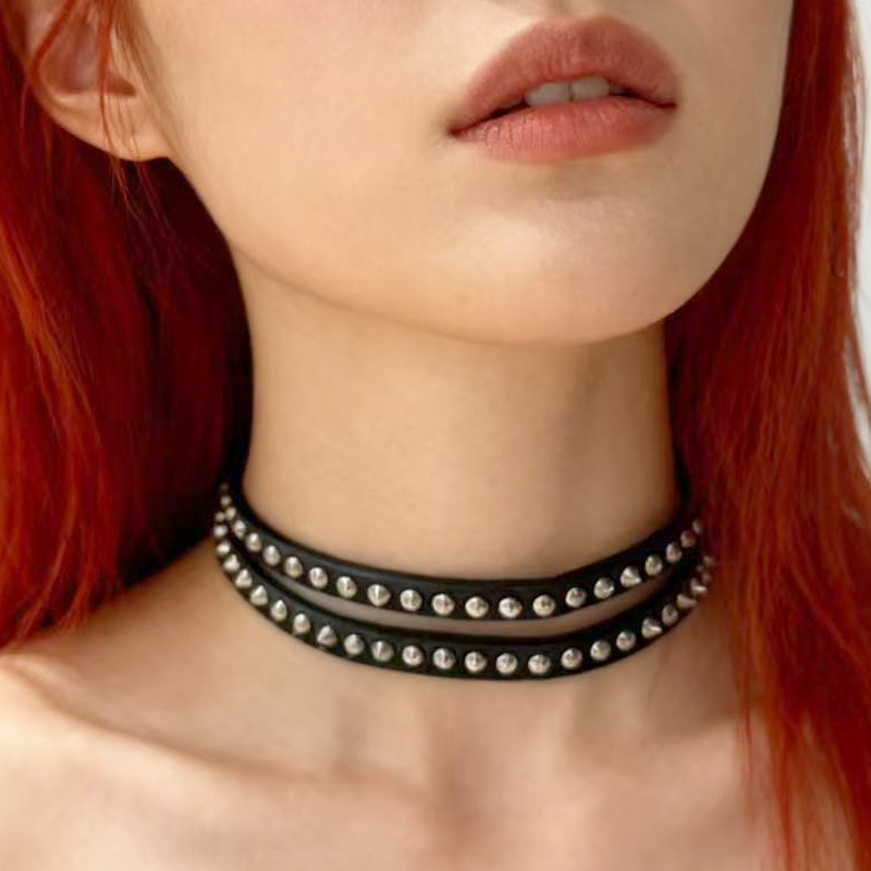Punk Jewelry Rivet Choker Leat - Women'S Accessories In The 90S 评论和价格