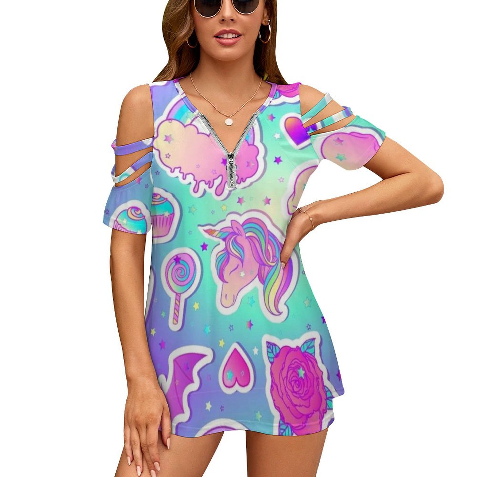 Rainbow Stickers Women's T-Shi - Women'S Accessories In The 90S 评论和价格
