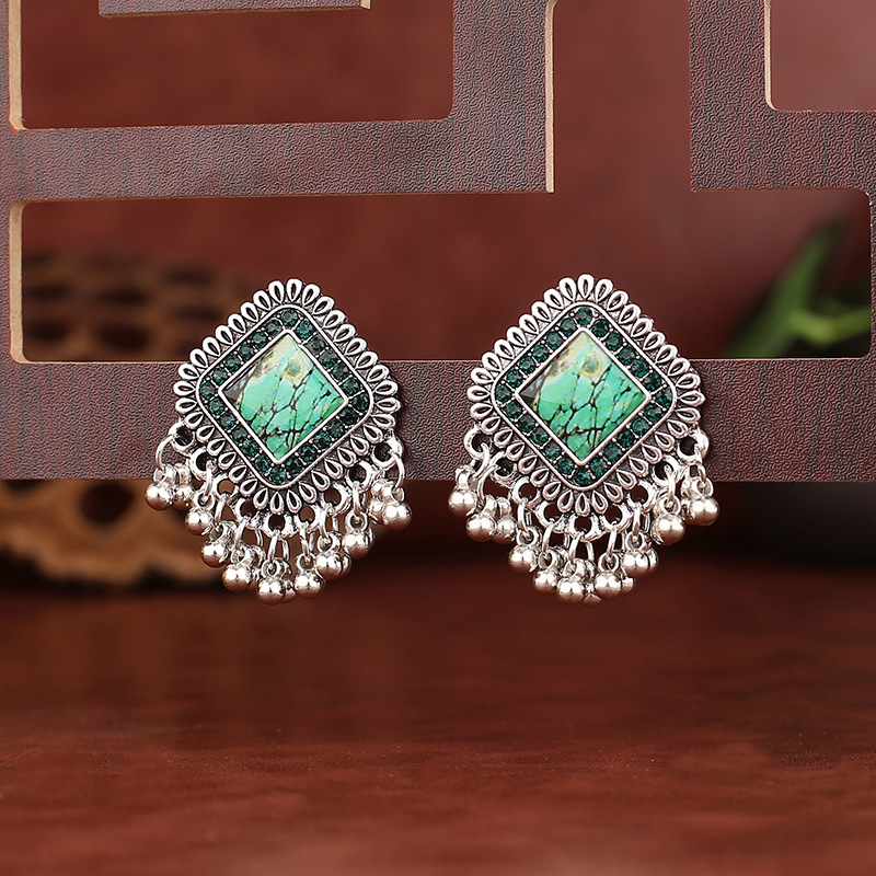 Vintage Ethnic Silver Color Sq - Tassel Earrings Boho 评论和价格