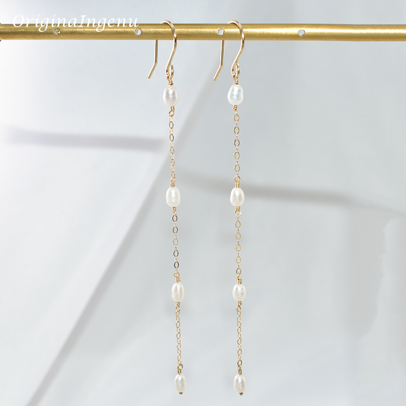 14K Gold Filled Natural Pearl  - Tassel Earrings Boho 评论和价格