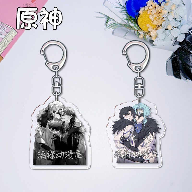 2pcs Genshin Impact  Keychains - Women Accessories Bag 评论和价格