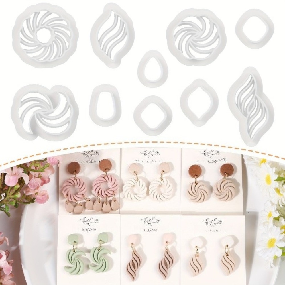 10Pcs Boho Swirl Polymer Clay  - Tassel Earrings Boho 评论和价格