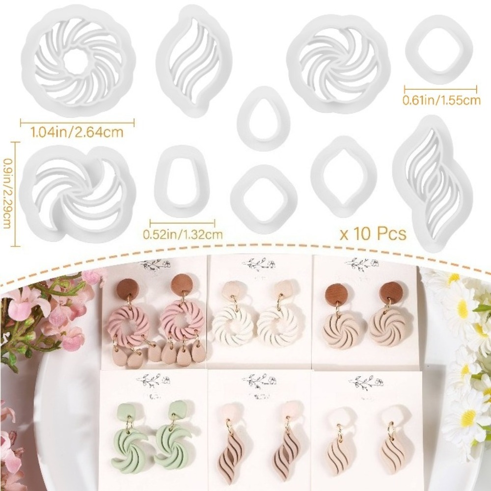 10Pcs Boho Swirl Polymer Clay  - Tassel Earrings Boho 评论和价格
