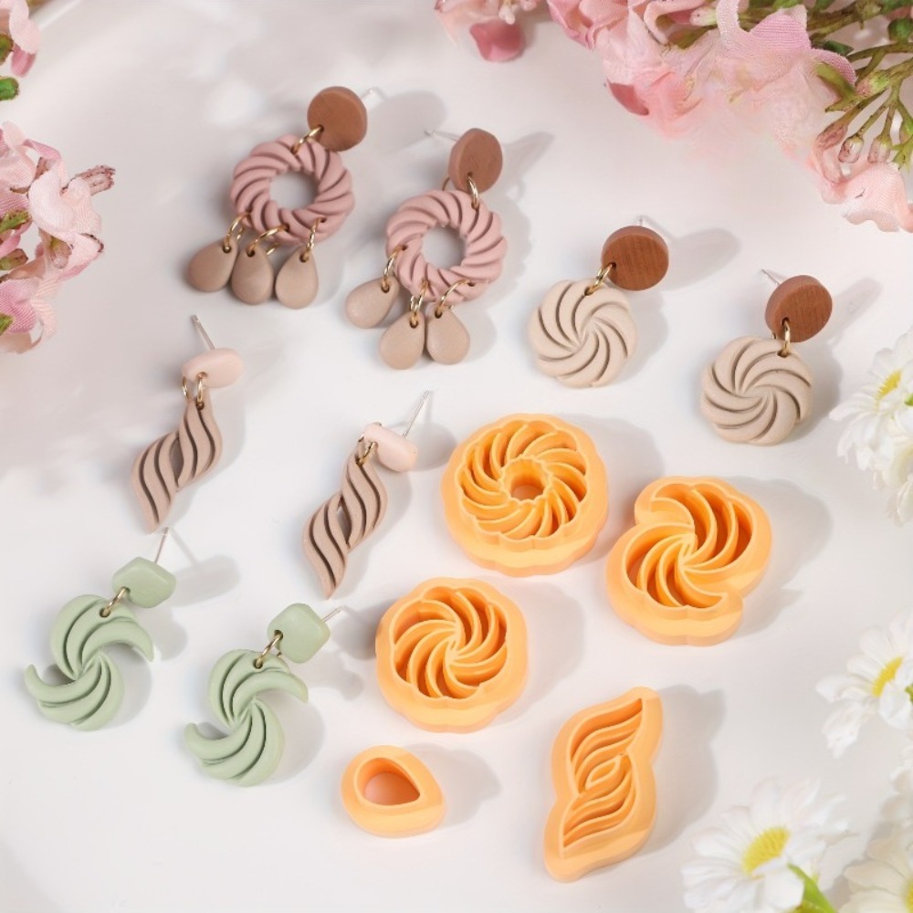 10Pcs Boho Swirl Polymer Clay  - Tassel Earrings Boho 评论和价格