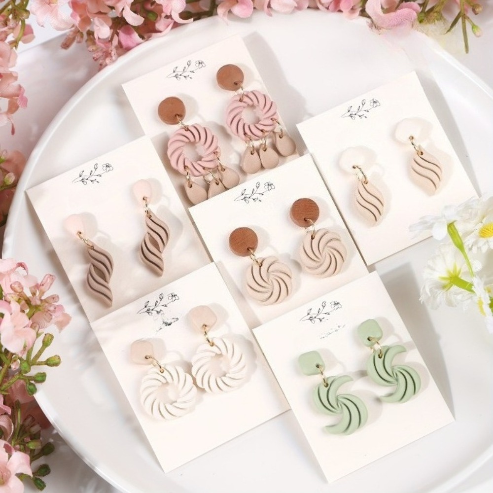 10Pcs Boho Swirl Polymer Clay  - Tassel Earrings Boho 评论和价格