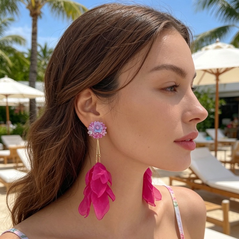 New Fashion Flower Tassel Clip - Tassel Earrings Boho 评论和价格