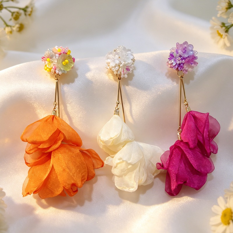 New Fashion Flower Tassel Clip - Tassel Earrings Boho 评论和价格