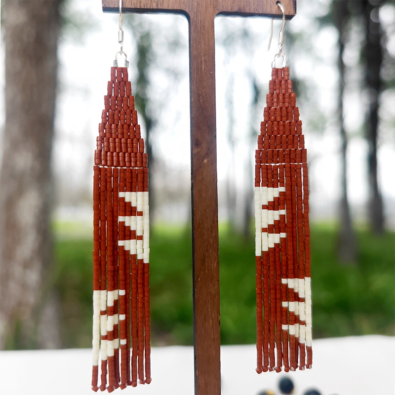 Beaded earrings Tassel leaf Sy - Tassel Earrings Boho 评论和价格