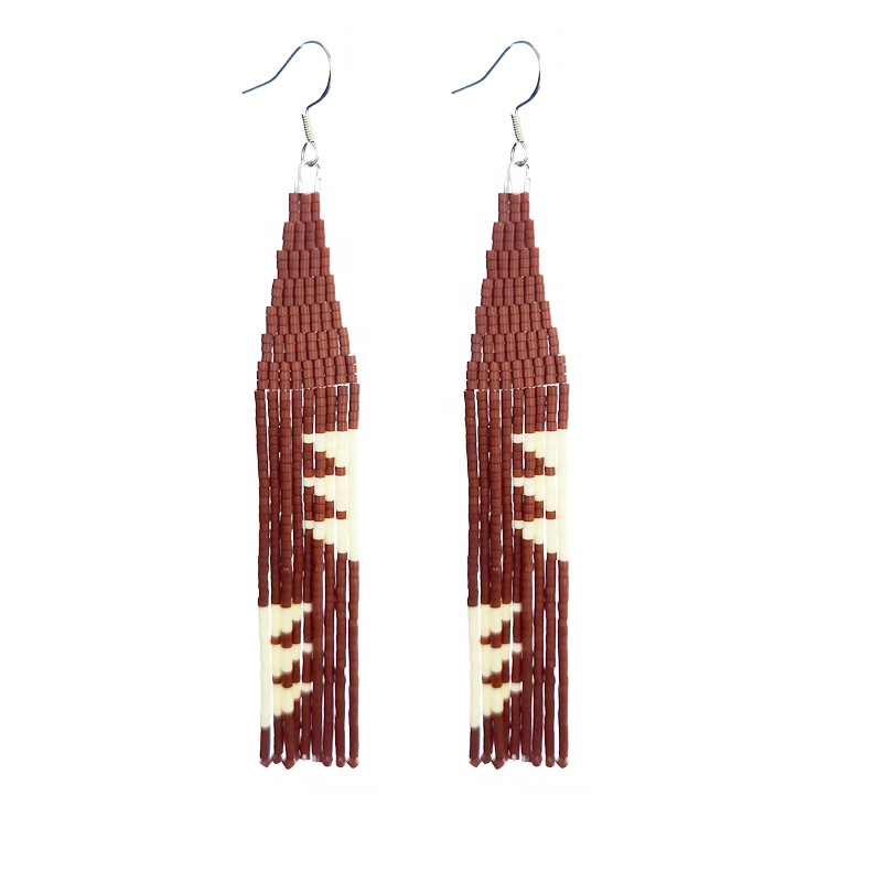 Beaded earrings Tassel leaf Sy - Tassel Earrings Boho 评论和价格
